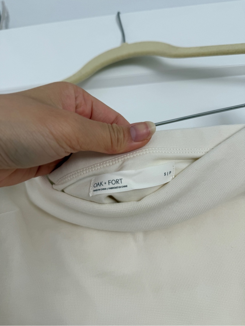 OAK + FORT Cream Mock Neck Sweatshirt